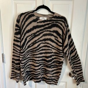 Magaschoni Black and Tan Zebra Pattern Sweater